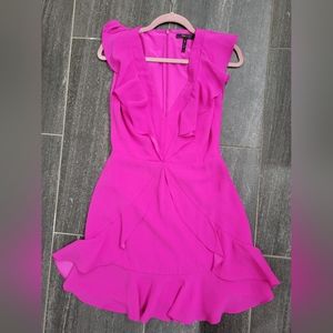 BCBGMAXAZRIA Fuchsia Ruffle Cocktail Dress Size 4